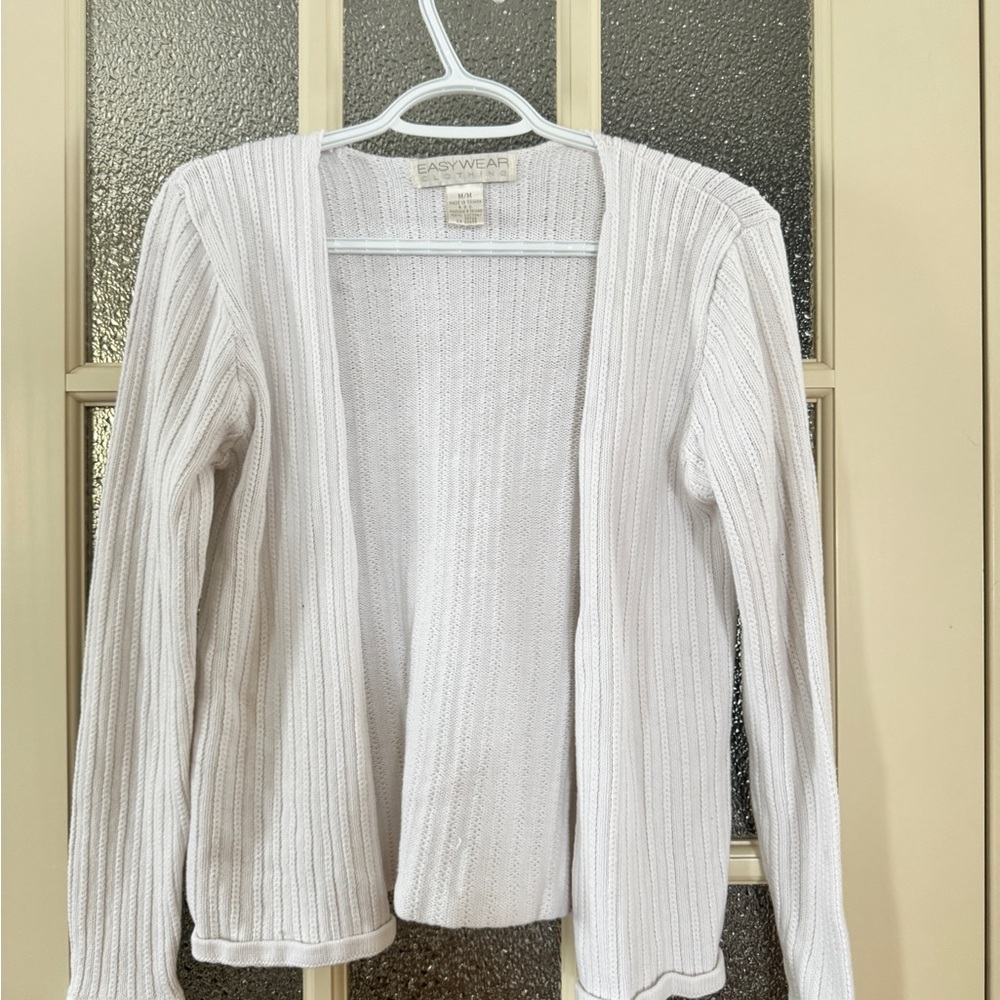 Easywear Women's Cream Open-Front Cardigan